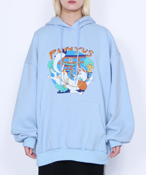 PUNYUS(プニュズ)の「裏起毛稲荷ビッグパーカー(パーカー・レディース・グリーン/サックスブルー/ピンク・3/4)」の9枚目の写真
