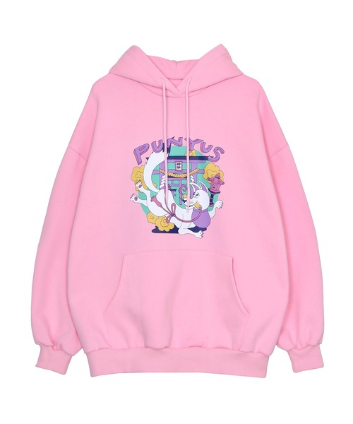 PUNYUS(プニュズ)の「裏起毛稲荷ビッグパーカー(パーカー・レディース・グリーン/サックスブルー/ピンク・3/4)」の17枚目の写真