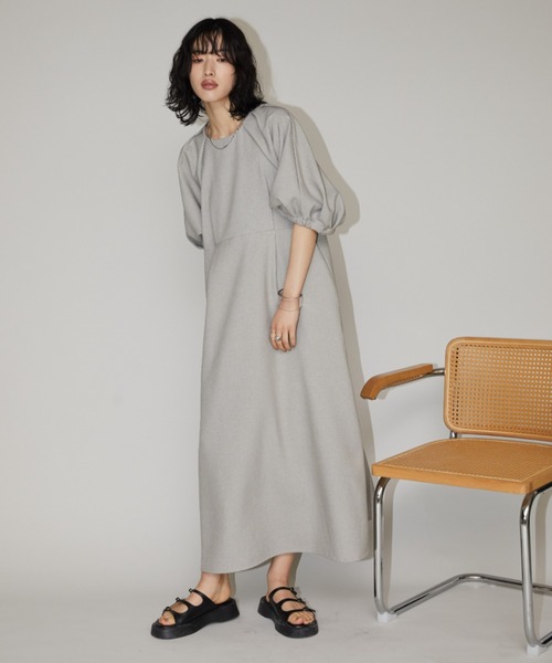 Aunt Marie's（アントマリーズ）の「リネンライクショルダータックボリュームスリーブワンピ（ワンピース・レディース・ベージュ/ブラック・FREE）」の20枚目の写真