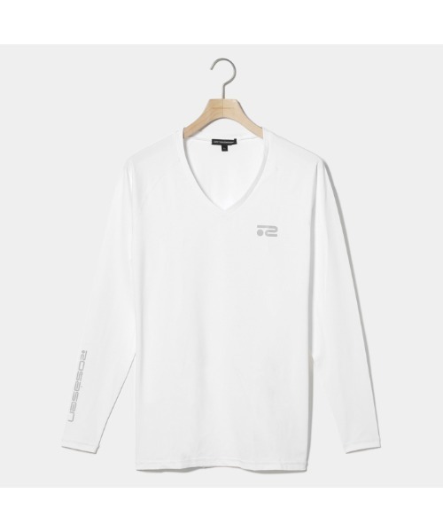 ROSASEN(ロサーセン)の「【Rosasen/GOLF】キシリトールナイロン長袖Vネック(シャツ/ブラウス・メンズ・オフホワイト/ネイビー・52/48)」の3枚目の写真