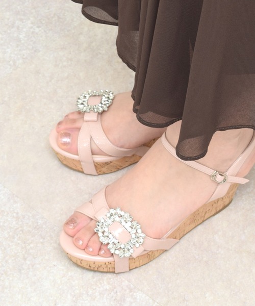 Bridget Birkin（ブリジットバーキン）の「【Bridget Birkin】バックルビジューコルクウエッジサンダル(542127)（サンダル・レディース・ピンク/アイボリー/ブラック・24.5/24/23.5/23/22.5）」の14枚目の写真