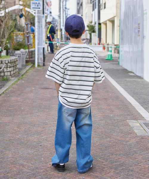 PAIRMANON STREET（ペアマノンストリート）の「【PAIRMANON STREET】アソート マルチボーダー ビッグシルエット 半袖 Tシャツ（Tシャツ/カットソー・キッズ・ブラック系その他/オレンジ系その他/グリーン系その他/ブルー系その他/ピンク系その他/ブラウン系その他/イエロー系その他/ホワイト系その他・100/110/120/130/140/150/90）」の10枚目の写真