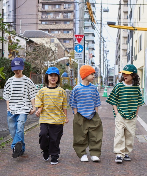 PAIRMANON STREET（ペアマノンストリート）の「【PAIRMANON STREET】アソート マルチボーダー ビッグシルエット 半袖 Tシャツ（Tシャツ/カットソー・キッズ・ブラック系その他/オレンジ系その他/グリーン系その他/ブルー系その他/ピンク系その他/ブラウン系その他/イエロー系その他/ホワイト系その他・100/110/120/130/140/150/90）」の11枚目の写真