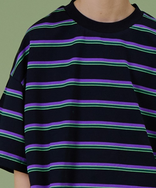 PAIRMANON STREET（ペアマノンストリート）の「【PAIRMANON STREET】アソート マルチボーダー ビッグシルエット 半袖 Tシャツ（Tシャツ/カットソー・キッズ・ブラック系その他/オレンジ系その他/グリーン系その他/ブルー系その他/ピンク系その他/ブラウン系その他/イエロー系その他/ホワイト系その他・100/110/120/130/140/150/90）」の14枚目の写真