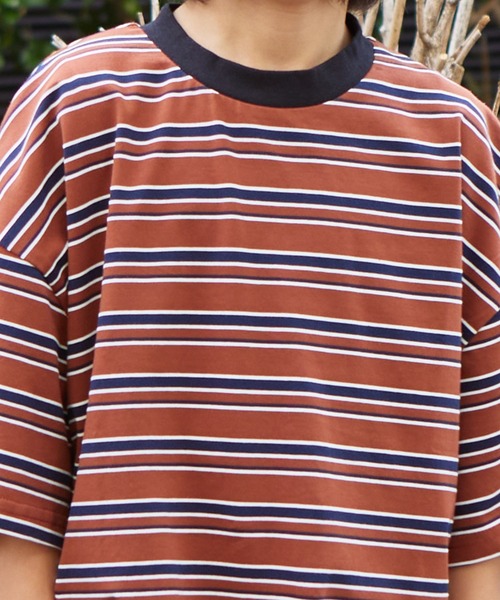 PAIRMANON STREET（ペアマノンストリート）の「【PAIRMANON STREET】アソート マルチボーダー ビッグシルエット 半袖 Tシャツ（Tシャツ/カットソー・キッズ・ブラック系その他/オレンジ系その他/グリーン系その他/ブルー系その他/ピンク系その他/ブラウン系その他/イエロー系その他/ホワイト系その他・100/110/120/130/140/150/90）」の20枚目の写真