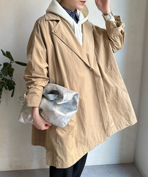 DouDou（ドゥドゥ）の「テントコート（トレンチコート・レディース・カーキ/ベージュ・FREE）」の10枚目の写真