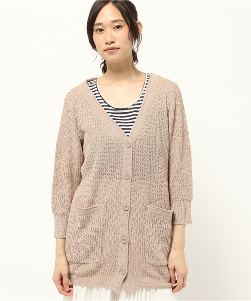 OUTLET（アウトレット）の「【Kastane】ユルKnitVカーデ（ニット/セーター・レディース・ピンク/オフホワイト/ネイビー・FREE）」の3枚目の写真