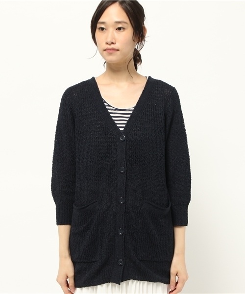 OUTLET（アウトレット）の「【Kastane】ユルKnitVカーデ（ニット/セーター・レディース・ピンク/オフホワイト/ネイビー・FREE）」の4枚目の写真