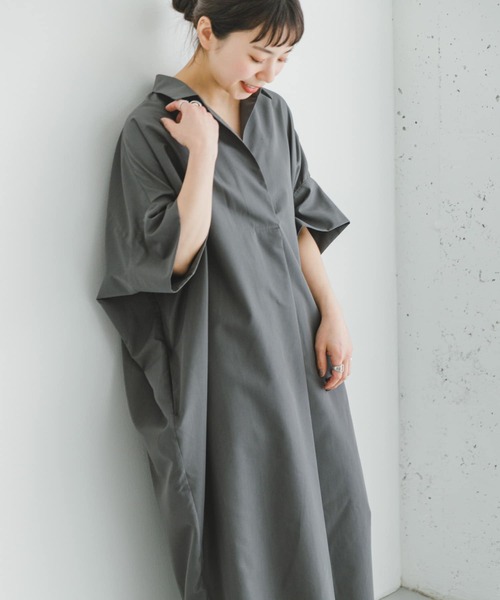 ITEMS URBANRESEARCH(アイテムズ アーバンリサーチ)の「ドルマンシャツワンピース(ワンピース・レディース・ブルー/グレー系その他/チャコールグレー・FREE)」の6枚目の写真