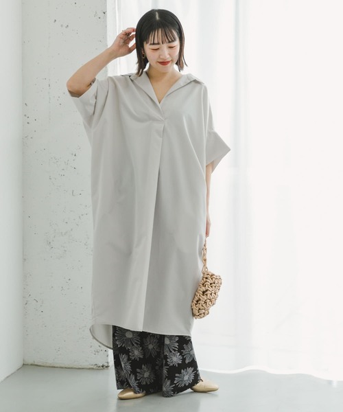 ITEMS URBANRESEARCH(アイテムズ アーバンリサーチ)の「ドルマンシャツワンピース(ワンピース・レディース・ブルー/グレー系その他/チャコールグレー・FREE)」の8枚目の写真