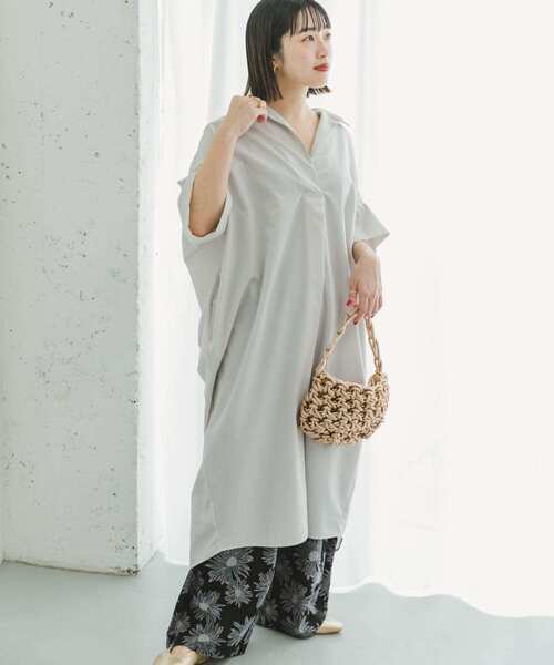 ITEMS URBANRESEARCH(アイテムズ アーバンリサーチ)の「ドルマンシャツワンピース(ワンピース・レディース・ブルー/グレー系その他/チャコールグレー・FREE)」の11枚目の写真