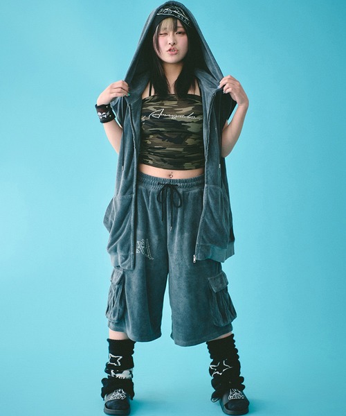 GALFY（ガルフィー）の「【GALFY/ガルフィー】あの頃のギャル的ノースリパーカー（パーカー・レディース・ブラック/サックスブルー/ピンク・XL/L）」の16枚目の写真