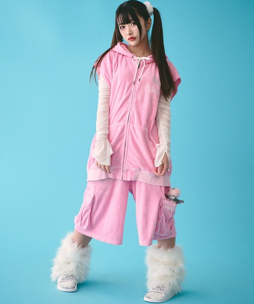 GALFY（ガルフィー）の「【GALFY/ガルフィー】あの頃のギャル的ノースリパーカー（パーカー・レディース・ブラック/サックスブルー/ピンク・XL/L）」の18枚目の写真