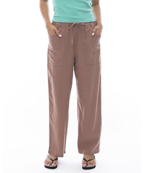 BILLABONG(ビラボン)の「BILLABONG レディース EASY LONG PANTS ロングパンツ 【2024年春夏モデル】/ビラボン麻素材ウエストゴムボトムス(その他パンツ・レディース・ブラウン/ブラック/イエロー系その他・MEDIUM/LARGE)」の3枚目の写真