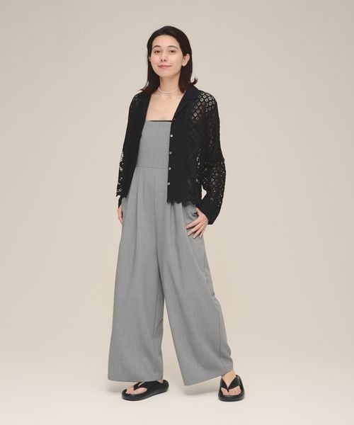 eL（エル）の「【eL】Back Open Wide Salopette/113188（サロペット/オーバーオール・レディース・ブラック/グレー・FREE）」の4枚目の写真