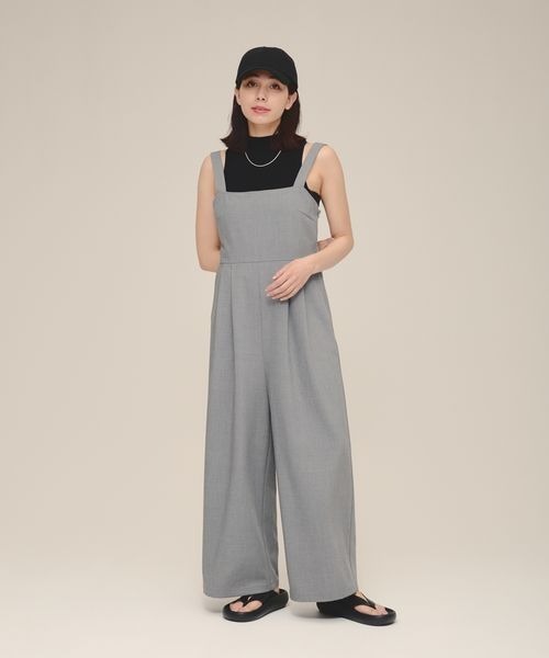 eL（エル）の「【eL】Back Open Wide Salopette/113188（サロペット/オーバーオール・レディース・ブラック/グレー・FREE）」の3枚目の写真