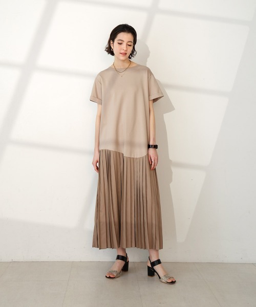 Bou Jeloud（ブージュルード）の「【ロング丈サイズあり】裾カーブ切替プリーツドッキングワンピース（ワンピース・レディース・ベージュ/ブラック・FREE/TL）」の13枚目の写真
