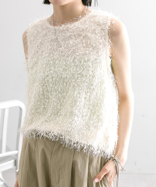 mystic（ミスティック）の「【3色展開】シャギータンク（ベスト・レディース・ブラック/グレー/オフホワイト・FREE）」の8枚目の写真