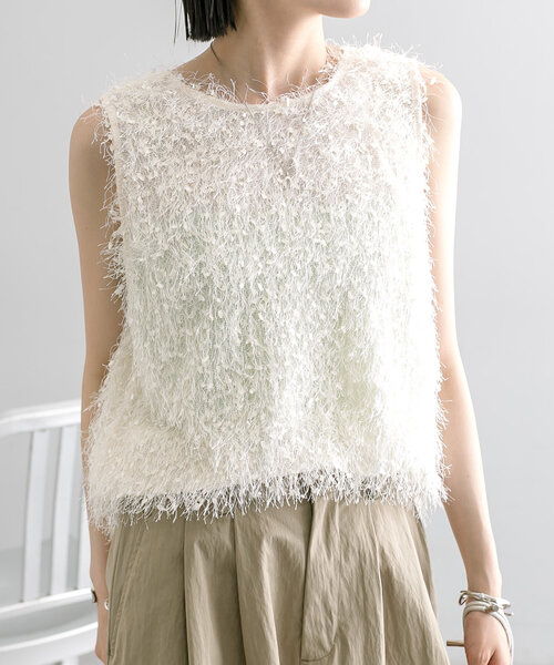 mystic（ミスティック）の「【3色展開】シャギータンク（ベスト・レディース・ブラック/グレー/オフホワイト・FREE）」の10枚目の写真