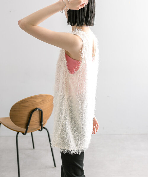 mystic（ミスティック）の「【3色展開】シャギータンク（ベスト・レディース・ブラック/グレー/オフホワイト・FREE）」の14枚目の写真