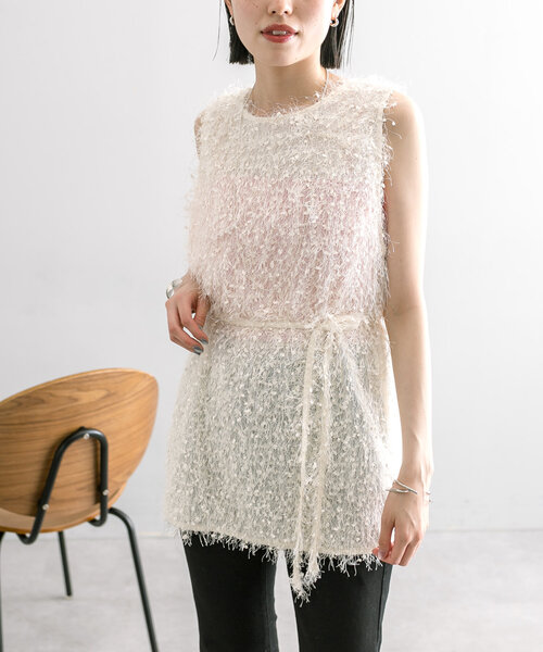 mystic（ミスティック）の「【3色展開】シャギータンク（ベスト・レディース・ブラック/グレー/オフホワイト・FREE）」の16枚目の写真