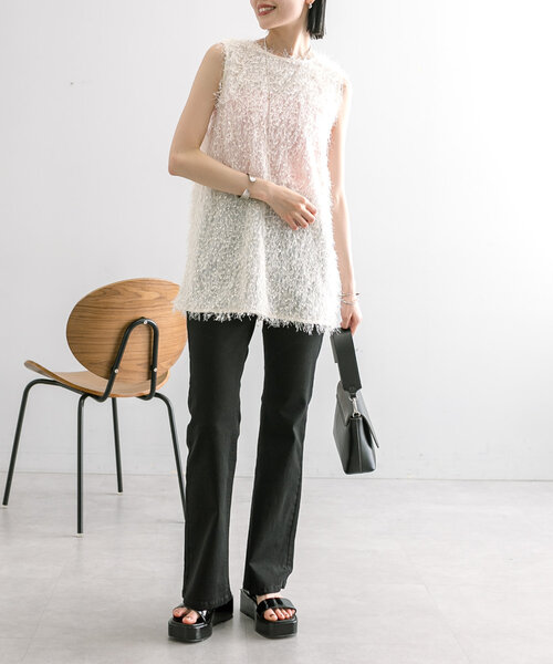 mystic（ミスティック）の「【3色展開】シャギータンク（ベスト・レディース・ブラック/グレー/オフホワイト・FREE）」の18枚目の写真