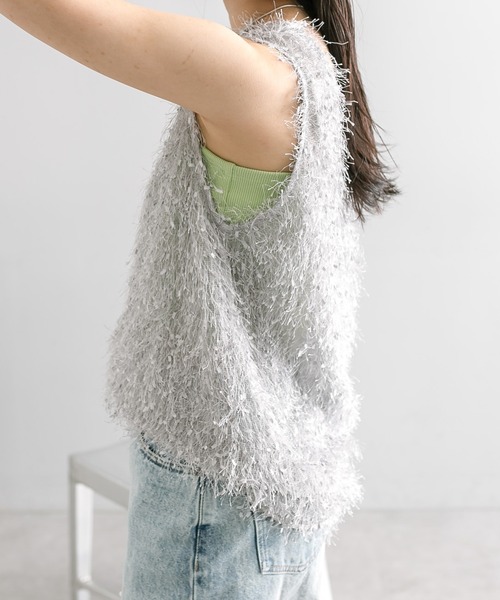 mystic（ミスティック）の「【3色展開】シャギータンク（ベスト・レディース・ブラック/グレー/オフホワイト・FREE）」の3枚目の写真