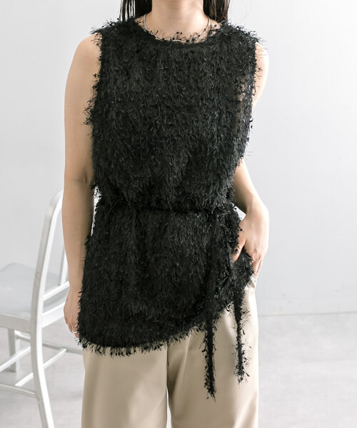 mystic（ミスティック）の「【3色展開】シャギータンク（ベスト・レディース・ブラック/グレー/オフホワイト・FREE）」の5枚目の写真