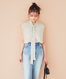 フレンチスリーブボウタイブラウス