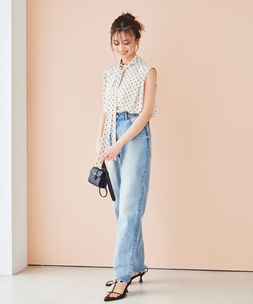 Mila Owen(ミラオーウェン)の「フレンチスリーブボウタイブラウス(Tシャツ/カットソー・レディース・アイボリー/ブラック・0/1)」の14枚目の写真