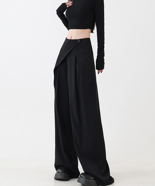 Chick（チック）の「▲ラップワイドスラックス（スラックス・レディース・ブラック/チャコール・M）」の2枚目の写真