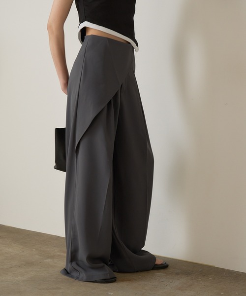 Chick（チック）の「▲ラップワイドスラックス（スラックス・レディース・ブラック/チャコール・M）」の3枚目の写真