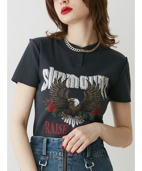 jouetie（ジュエティ）の「イーグルフィットT（Tシャツ/カットソー・レディース・アイボリー/ブラック/ピンク・MEDIUM）」の3枚目の写真