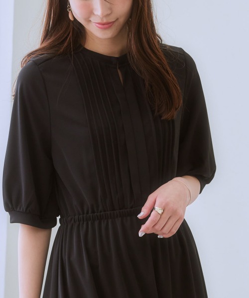 7days Life Styling（セブンデイズライフスタイリング）の「【ひんやり接触冷感】フロントピンタック5分袖ワンピース（ワンピース・レディース・ブラック/モカ/ネイビー・S/M/L/LL）」の4枚目の写真
