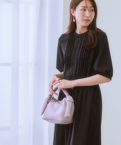 7days Life Styling（セブンデイズライフスタイリング）の「【ひんやり接触冷感】フロントピンタック5分袖ワンピース（ワンピース・レディース・ブラック/モカ/ネイビー・S/M/L/LL）」の5枚目の写真