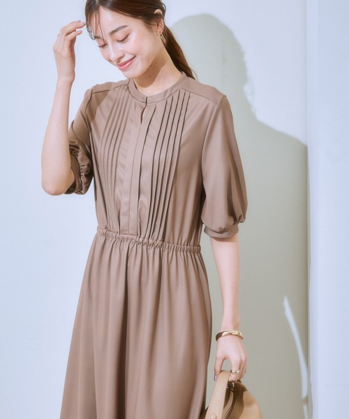7days Life Styling（セブンデイズライフスタイリング）の「【ひんやり接触冷感】フロントピンタック5分袖ワンピース（ワンピース・レディース・ブラック/モカ/ネイビー・S/M/L/LL）」の7枚目の写真