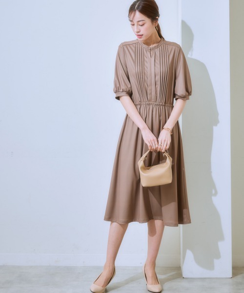7days Life Styling（セブンデイズライフスタイリング）の「【ひんやり接触冷感】フロントピンタック5分袖ワンピース（ワンピース・レディース・ブラック/モカ/ネイビー・S/M/L/LL）」の13枚目の写真