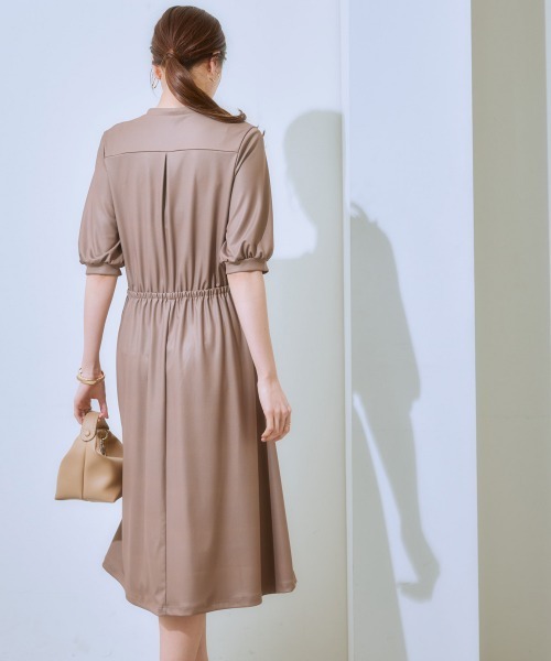 7days Life Styling（セブンデイズライフスタイリング）の「【ひんやり接触冷感】フロントピンタック5分袖ワンピース（ワンピース・レディース・ブラック/モカ/ネイビー・S/M/L/LL）」の14枚目の写真