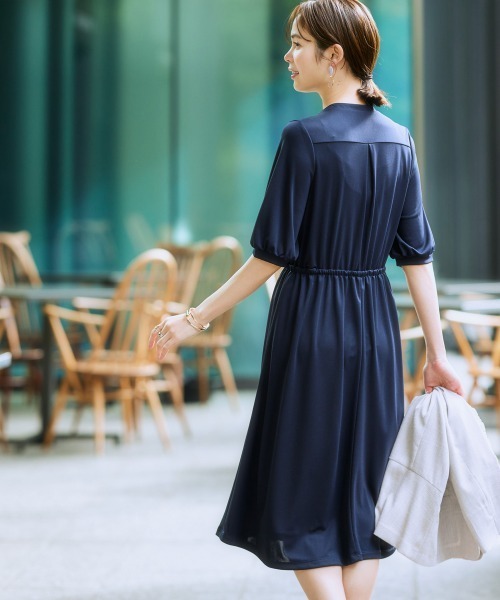 7days Life Styling（セブンデイズライフスタイリング）の「【ひんやり接触冷感】フロントピンタック5分袖ワンピース（ワンピース・レディース・ブラック/モカ/ネイビー・S/M/L/LL）」の11枚目の写真