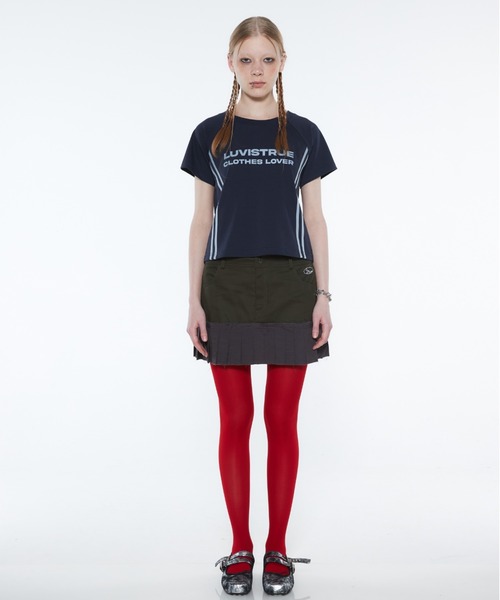 LUVISTRUE(ラヴイズトゥルー)の「CURVED L PLEATS SKIRT(スカート・レディース・チャコールグレー/カーキ・MEDIUM/SMALL)」の8枚目の写真