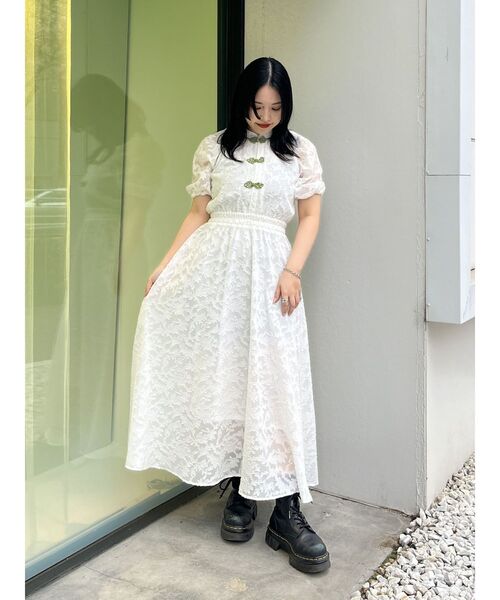 jouetie（ジュエティ）の「フレアチャイナワンピース（ワンピース・レディース・ブルー/オフホワイト/ブラック・MEDIUM）」の18枚目の写真