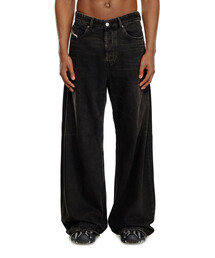 DIESEL d-rise ワイドダメージデニム D-RISE Man: Oversized Regular Black/Dark grey Jeans | Diesel