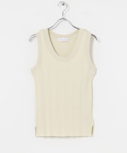 URBAN RESEARCH（アーバンリサーチ）の「『MADE IN JAPAN』Uネックリブタンクトップ（Tシャツ/カットソー・レディース・ブラウン/ブラック/ベージュ系その他・FREE）」の2枚目の写真