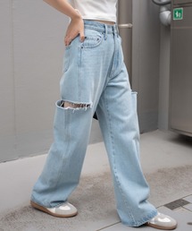WEGO/サイドスリットデニムストレートパンツ