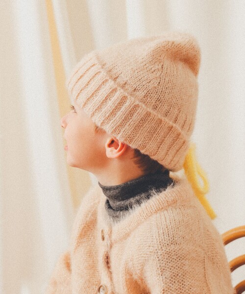 こども ビームス(コドモビームス)の「【別注】LOGAN Knitting Mills / モヘア ニットキャップ 2024(ニットキャップ/ビーニー・キッズ・ベージュ/オレンジ・ONE SIZE)」の4枚目の写真