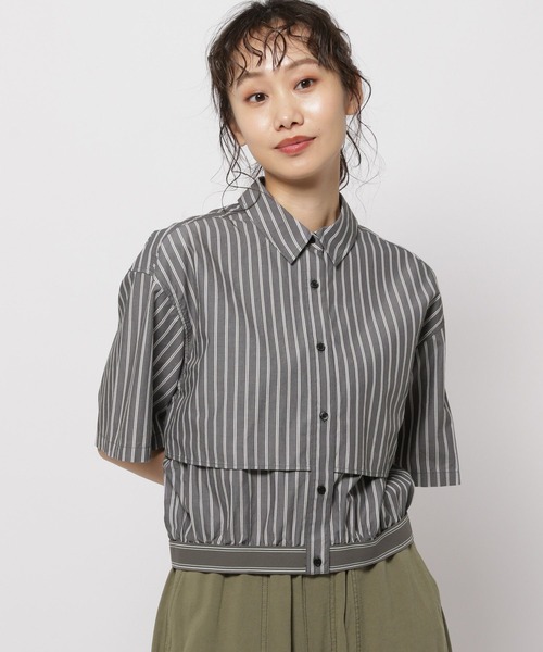 niko and...（ニコアンド）の「ウエストゴムレイヤードシャツ（シャツ/ブラウス・レディース・ライトブルー/オフホワイト/チャコール・MEDIUM/LARGE）」の3枚目の写真