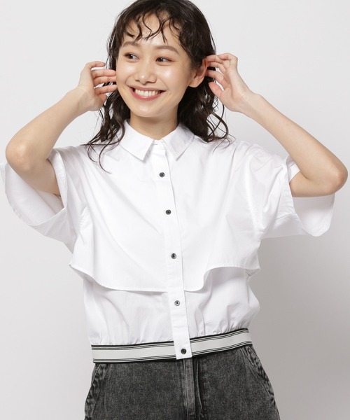 niko and...（ニコアンド）の「ウエストゴムレイヤードシャツ（シャツ/ブラウス・レディース・ライトブルー/オフホワイト/チャコール・MEDIUM/LARGE）」の7枚目の写真