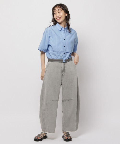 niko and...（ニコアンド）の「ウエストゴムレイヤードシャツ（シャツ/ブラウス・レディース・ライトブルー/オフホワイト/チャコール・MEDIUM/LARGE）」の8枚目の写真