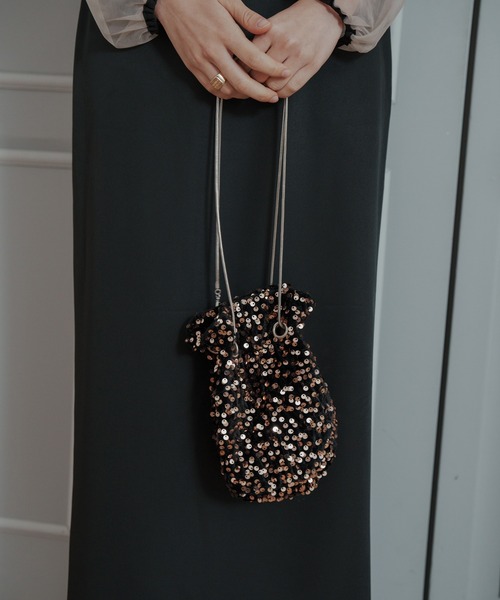 Kastane(カスタネ)の「【WEB限定カラー】ベロアスパンコールバッグ(ショルダーバッグ・レディース・ブラック/ブラウン/ブラウン系その他/バーガンディー・FREE)」の1枚目の写真