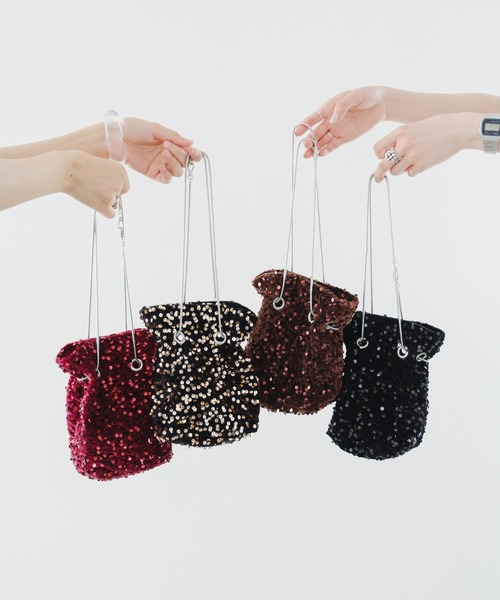 Kastane(カスタネ)の「【WEB限定カラー】ベロアスパンコールバッグ(ショルダーバッグ・レディース・ブラック/ブラウン/ブラウン系その他/バーガンディー・FREE)」の6枚目の写真